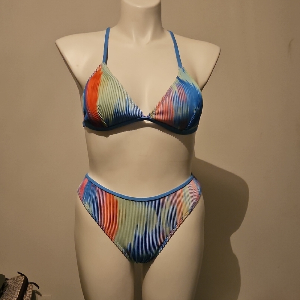 Source Unknown Blue and Red Bikini Artistic Swimwear